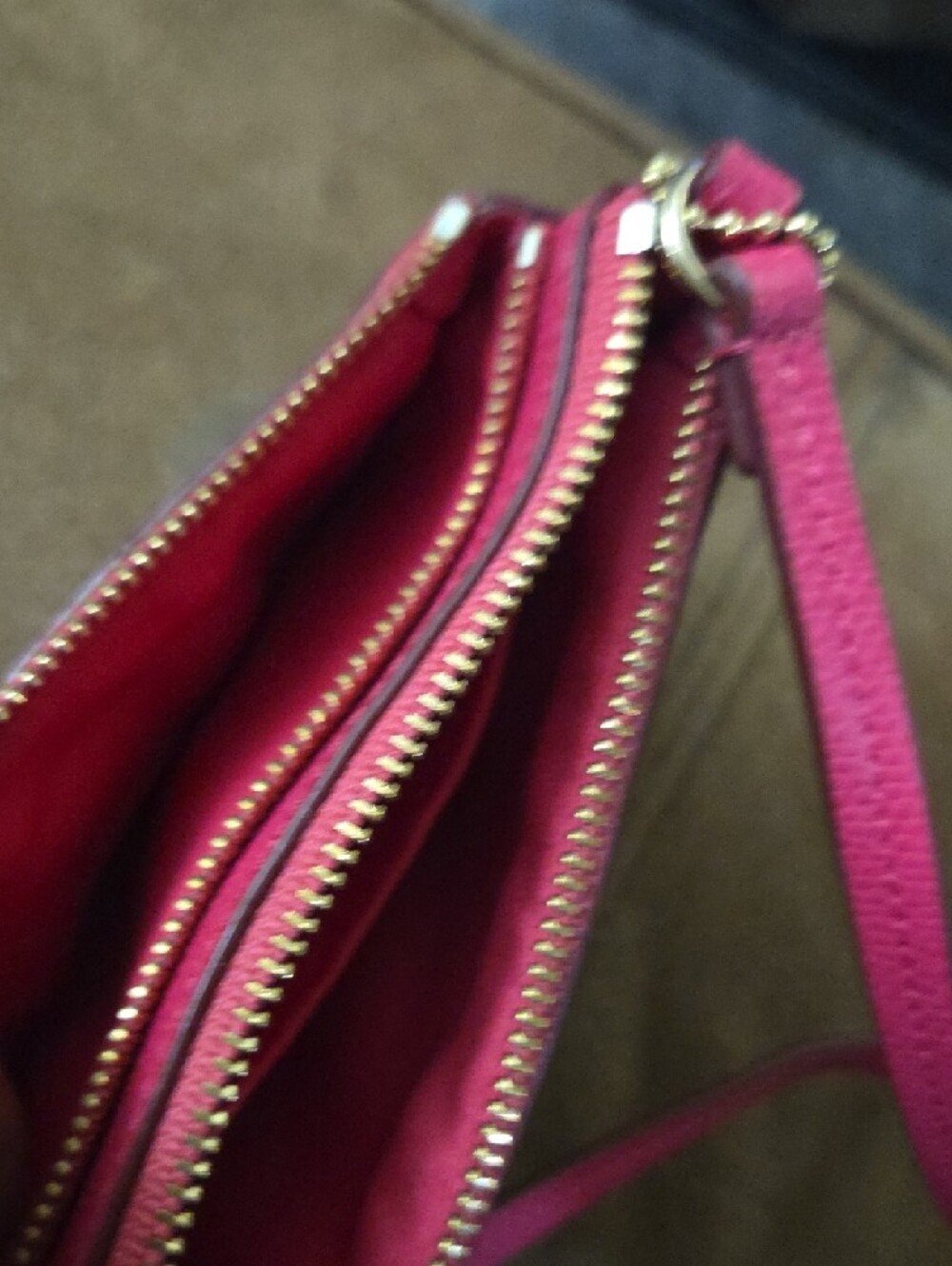 COACH Brown Signature Canvas Wristlet with Pink Leather Trim - Picture 5 of 5